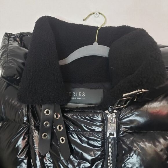 NWT Nicole Benisti GEILO MIXED MEDIA BIKER JACKET Size large - Picture 8 of 16